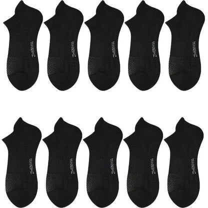 5-Pairs: Casual Ankle Boat Socks With Towel Bottom