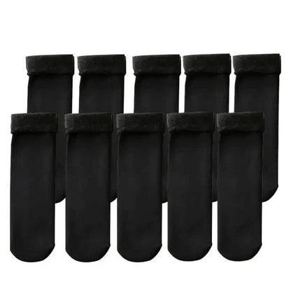 5-Pairs: Ultra-Soft Plush Lined Thermal Socks - Comfy Mid Tube Socks