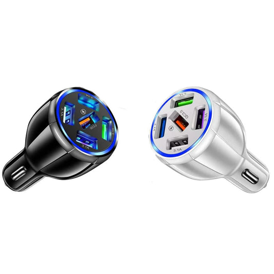 5 Port USB Fast Car Charger with LED Display