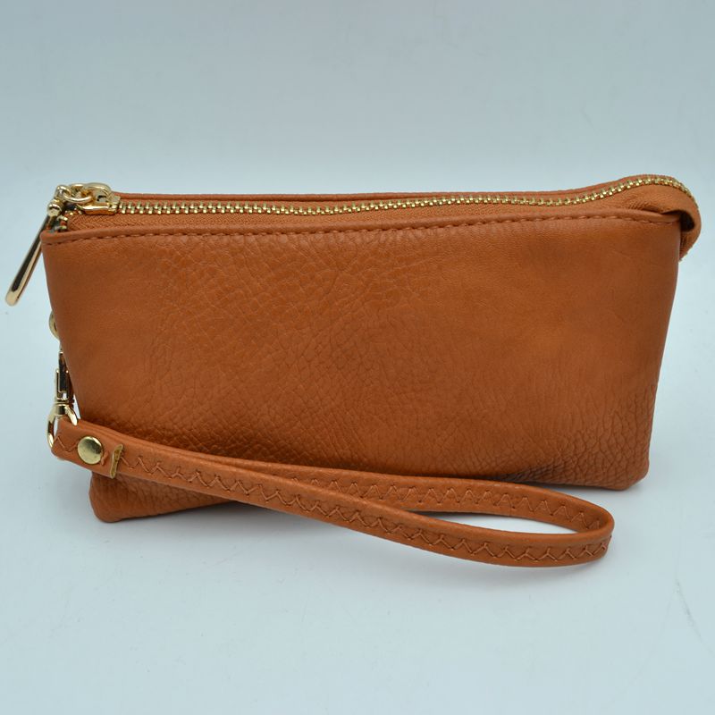 Minimalist Wristlet Clutch Bag with Metallic Zipper