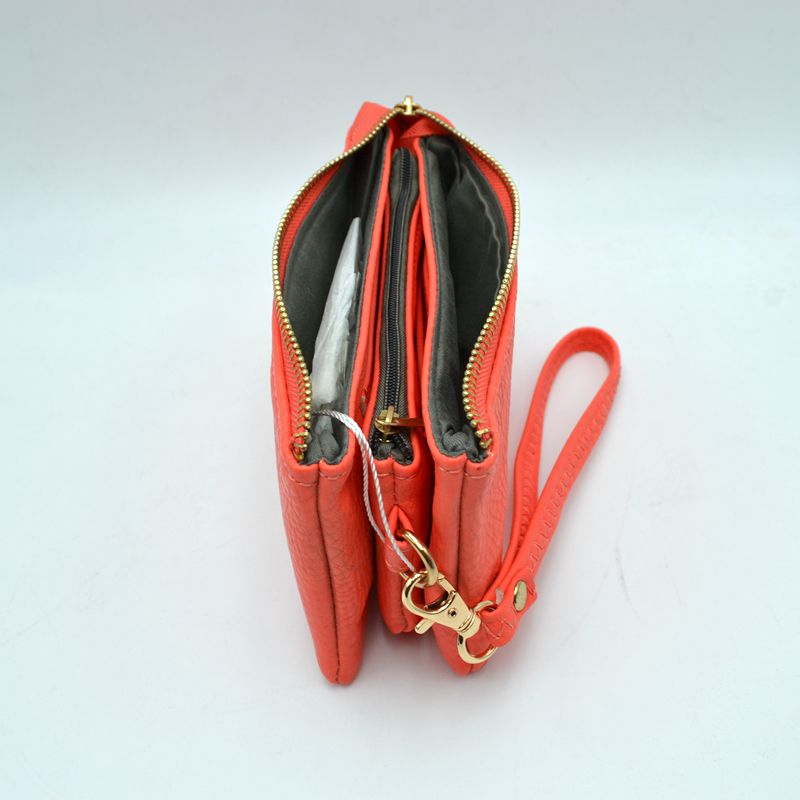 Minimalist Wristlet Clutch Bag with Metallic Zipper