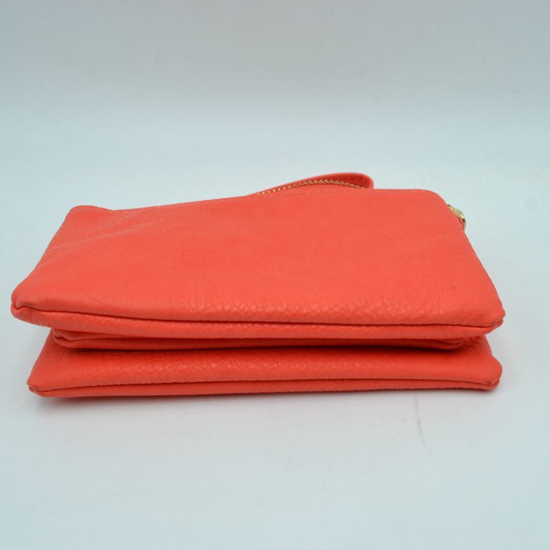 Minimalist Wristlet Clutch Bag with Metallic Zipper