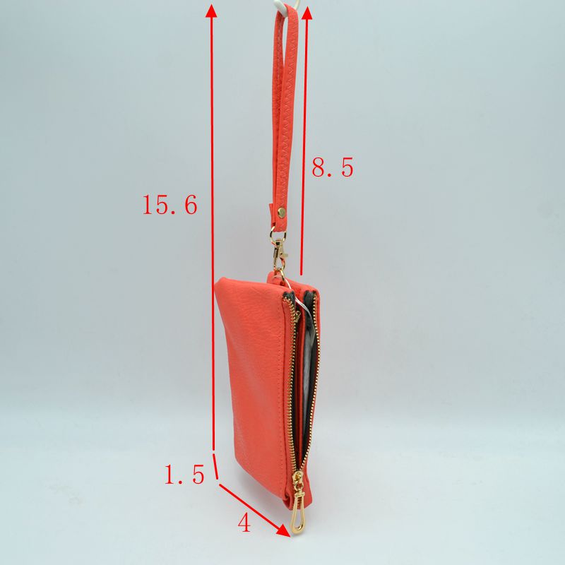 Minimalist Wristlet Clutch Bag with Metallic Zipper