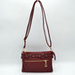 Multi-Zipper Crossbody Bag with Adjustable Strap and Gold Hardware