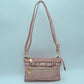 Multi-Zipper Crossbody Bag with Adjustable Strap and Gold Hardware
