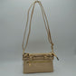 Multi-Zipper Crossbody Bag with Adjustable Strap and Gold Hardware