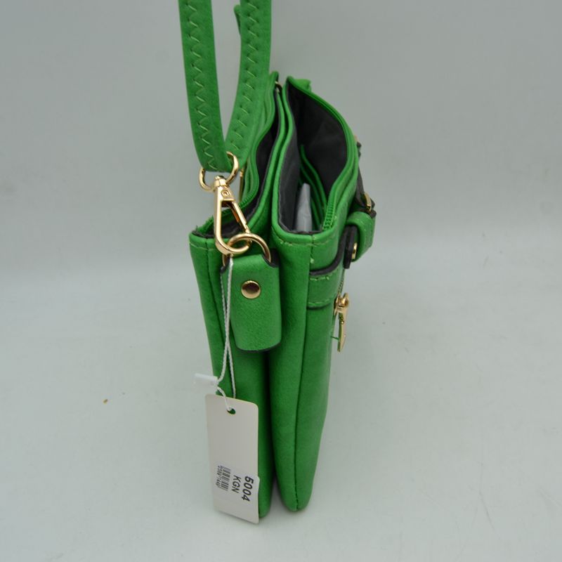 Multi-Zipper Crossbody Bag with Adjustable Strap and Gold Hardware