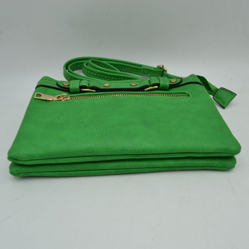 Multi-Zipper Crossbody Bag with Adjustable Strap and Gold Hardware