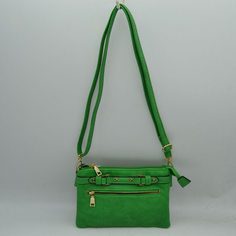 Multi-Zipper Crossbody Bag with Adjustable Strap and Gold Hardware