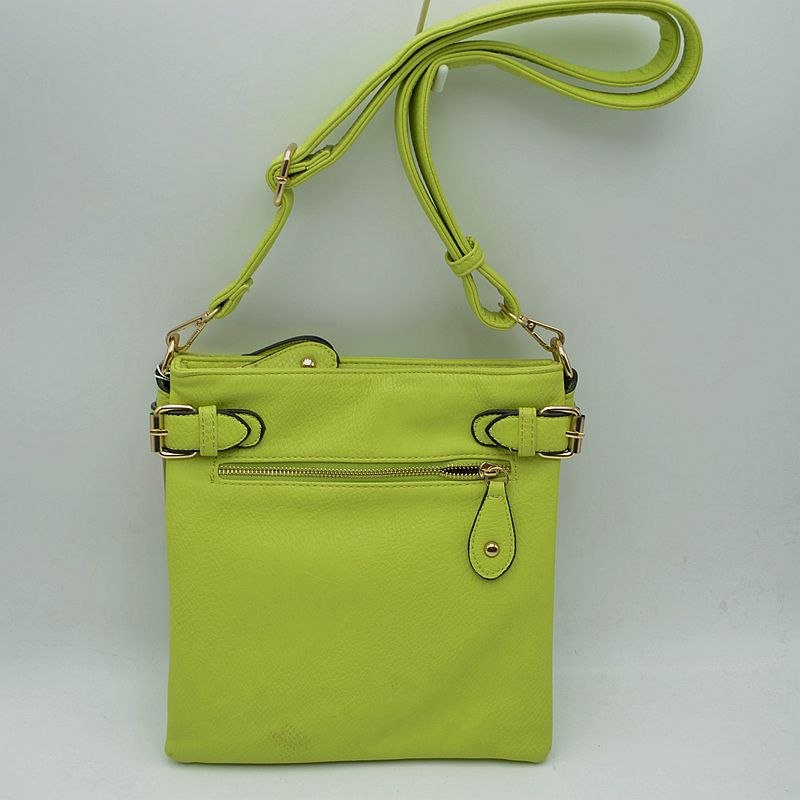 Buckle Accent Crossbody Bag with Front Zipper Pocket