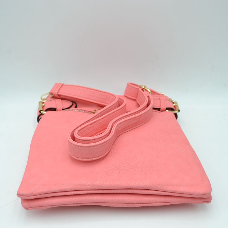 Buckle Accent Crossbody Bag with Front Zipper Pocket