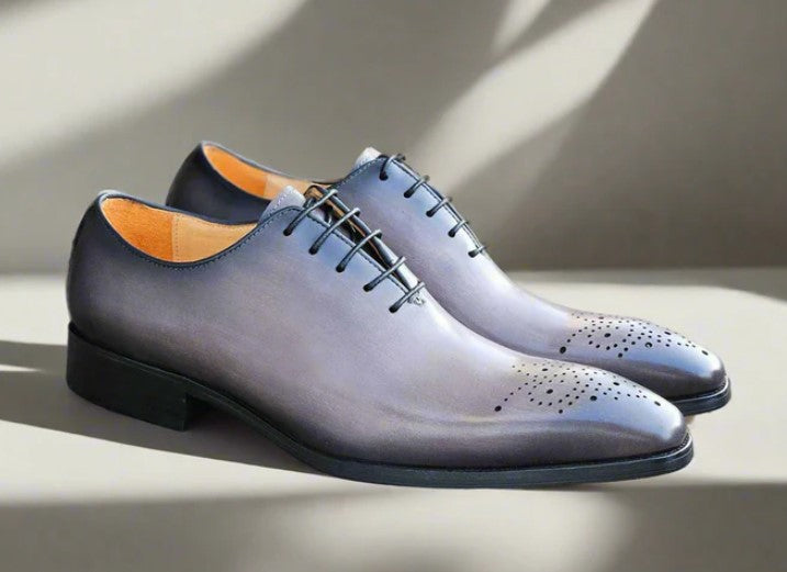 Carrucci Burnished Calfskin Oxford - Grey