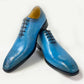 Carrucci Burnished Calfskin Oxford - Ocean Blue