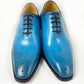 Carrucci Burnished Calfskin Oxford - Ocean Blue