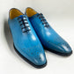 Carrucci Burnished Calfskin Oxford - Ocean Blue