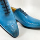 Carrucci Burnished Calfskin Oxford - Ocean Blue