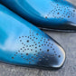 Carrucci Burnished Calfskin Oxford - Ocean Blue