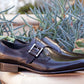 Carrucci Monkstrap Calfskin Shoes - Black