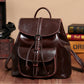 Women's Street Trend Leather Solid Color Sewing Backpacks