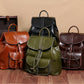 Women's Street Trend Leather Solid Color Sewing Backpacks