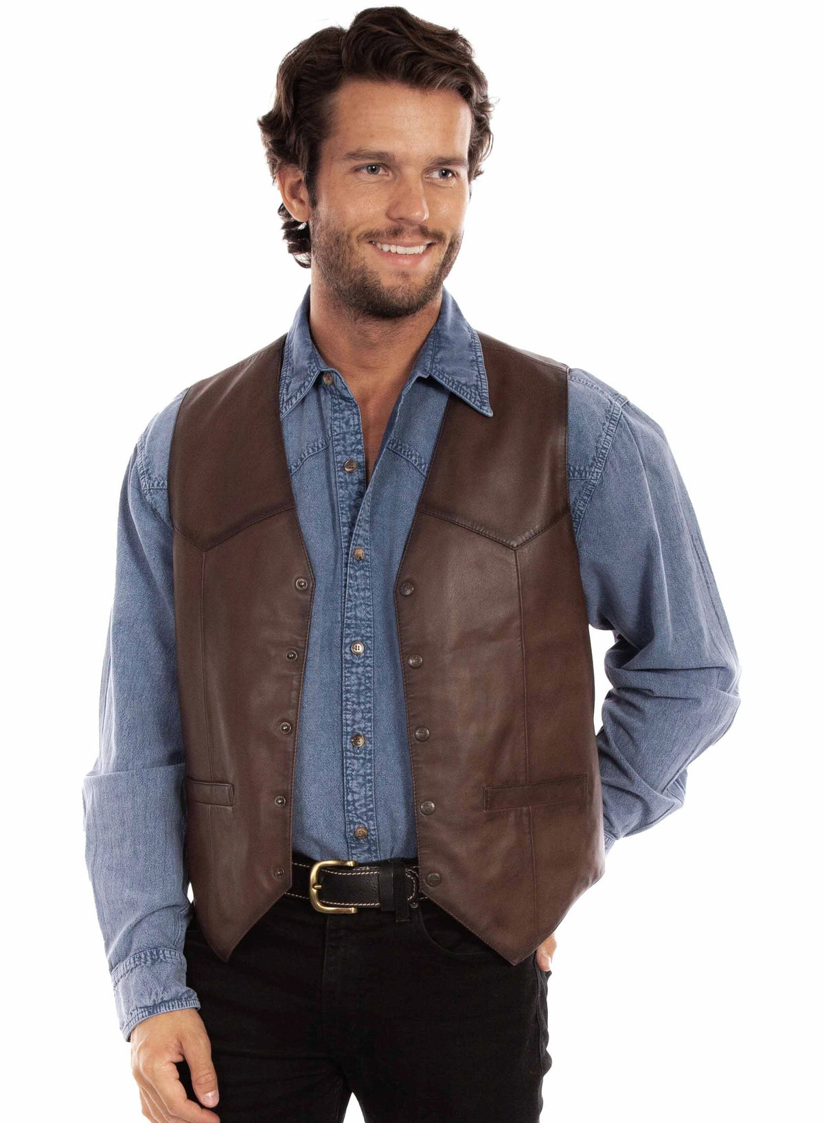 Chaleco Scully Open Range (Piel 507) – Hombre