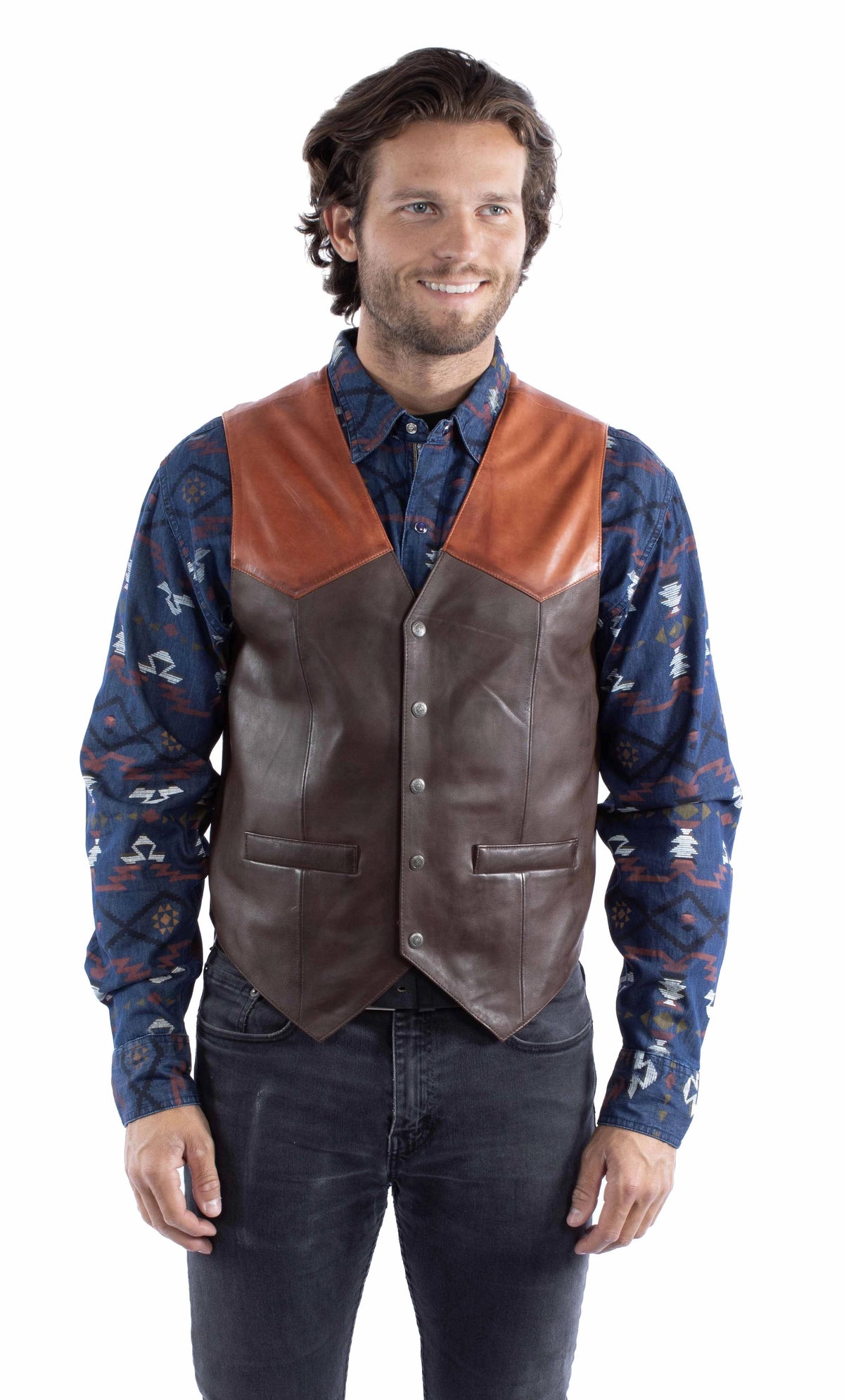 Chaleco Scully Open Range (Piel 507) – Hombre