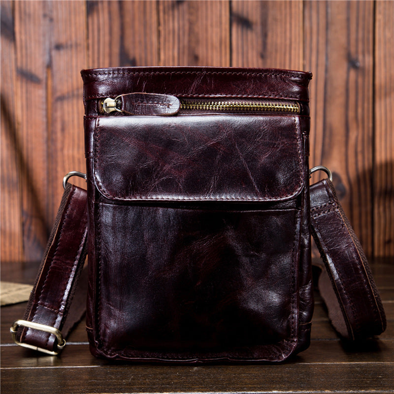 Men's Leather Oil Wax Cowhide Retro Saddle Men's Waist Packs