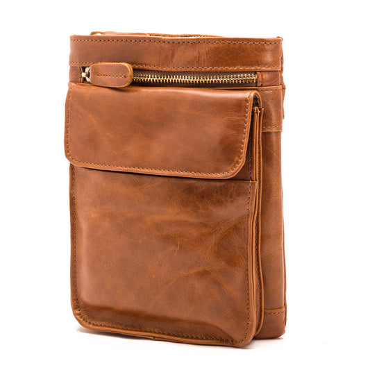 Men's Leather Oil Wax Cowhide Retro Saddle Men's Waist Packs
