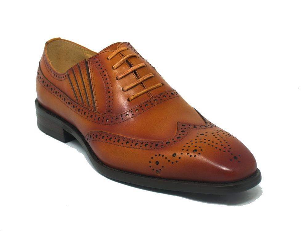 Carrucci Burnished Calfskin Belt - Cognac