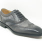 Carrucci Burnished Calfskin Belt - Grey