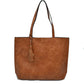 Reversible Faux Leather Tote Bag Vegan Tassel Handbag