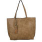 Reversible Faux Leather Tote Bag Vegan Tassel Handbag
