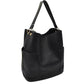 2-in-1 Chic Satchel Side Pocket Bucket Bag with Long Strap