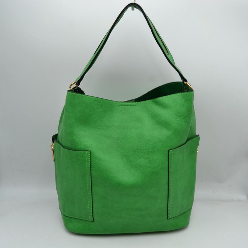 2-in-1 Chic Satchel Side Pocket Bucket Bag with Long Strap