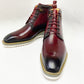 Maurice Burnished Calfskin Boot - Burgundy