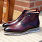 Maurice Burnished Calfskin Boot - Burgundy