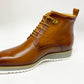 Maurice Burnished Calfskin Boot - Cognac