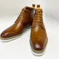 Maurice Burnished Calfskin Boot - Cognac