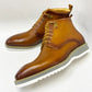 Maurice Burnished Calfskin Boot - Cognac