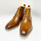 Maurice Burnished Calfskin Boot - Cognac