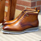 Maurice Burnished Calfskin Boot - Cognac
