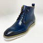 Maurice Burnished Calfskin Boot - Navy