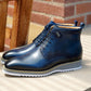 Maurice Burnished Calfskin Boot - Navy