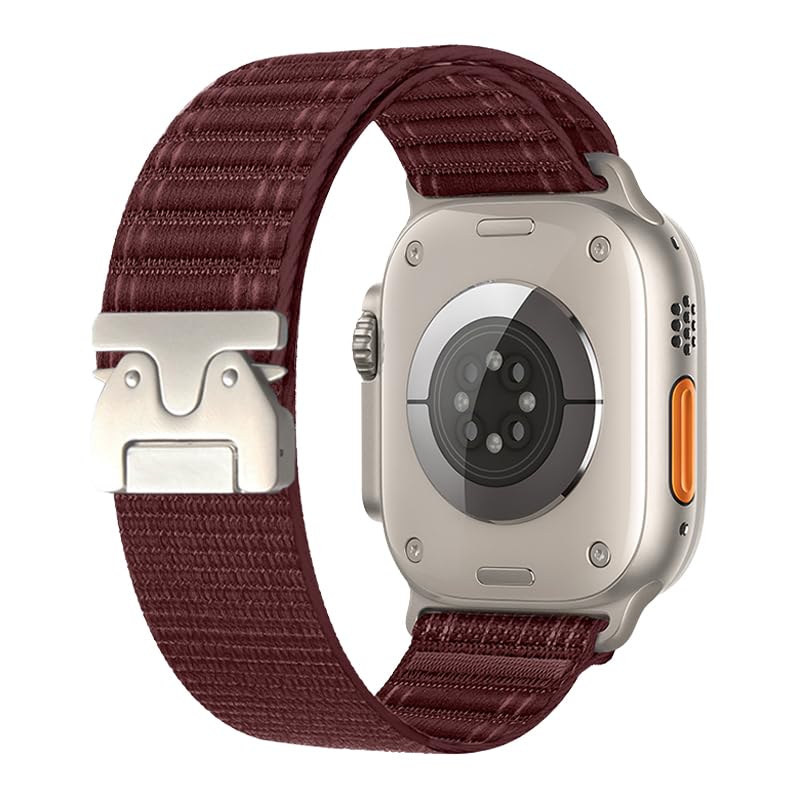 Correas de tela compatibles con Apple Watch Ultra Band 49mm 46mm 45mm 44mm 42mm 38mm 40mm 41mm para hombres y mujeres, correa deportiva de nailon para iWatch Series Ultra SE 10 9 8 7 6 5 4 3 2 1 (vino tinto 42mm(Serie 3)/44mm/45mm/46mm/49mm)
