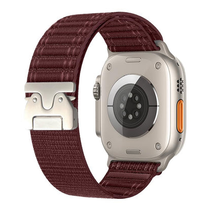 Correas de tela compatibles con Apple Watch Ultra Band 49mm 46mm 45mm 44mm 42mm 38mm 40mm 41mm para hombres y mujeres, correa deportiva de nailon para iWatch Series Ultra SE 10 9 8 7 6 5 4 3 2 1 (vino tinto 42mm(Serie 3)/44mm/45mm/46mm/49mm)
