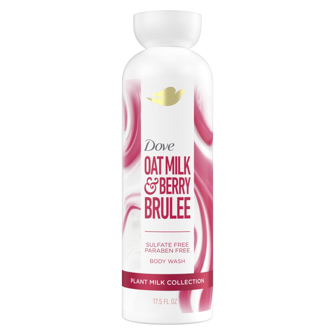 Dove Lavado Corporal Limpiador de Leche Vegetal, Leche de Avena y Crème Brûlée de Bayas para Piel Humectada, Limpiador Suave, Sin Sulfatos ni Parabenos, con pH Balanceado, 17.5 oz líq.