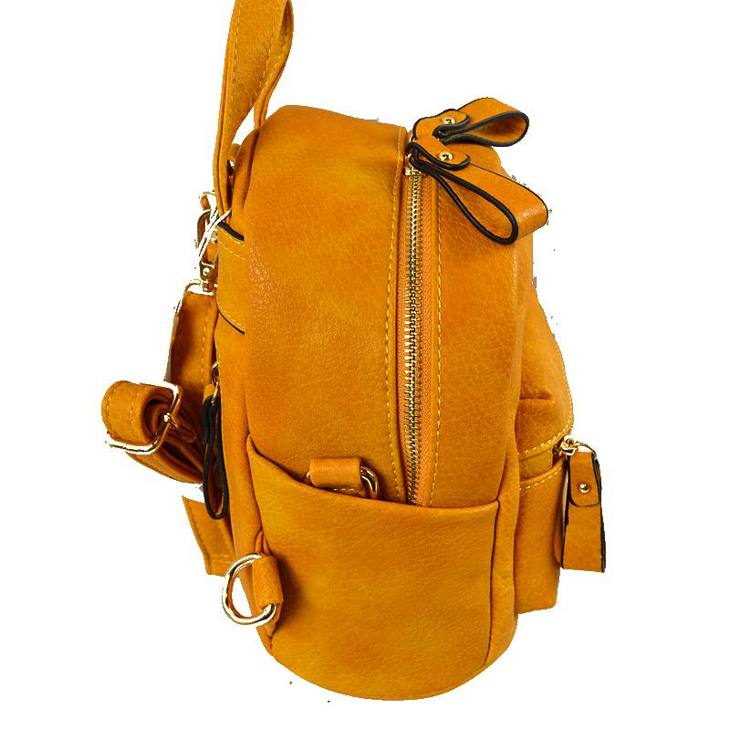 Textured Mini Backpack with Front Zipper Pocket