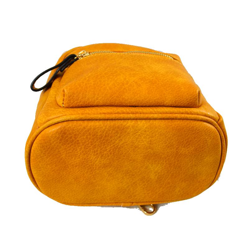Textured Mini Backpack with Front Zipper Pocket