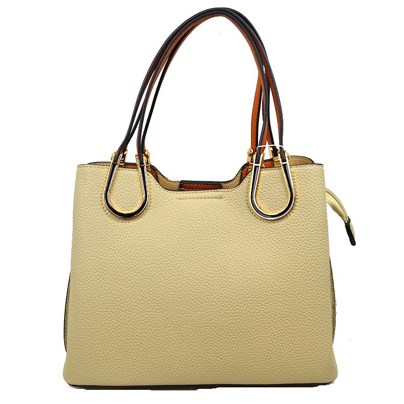 Textured Faux Leather Horseshoe Handle Women's Tote Bag