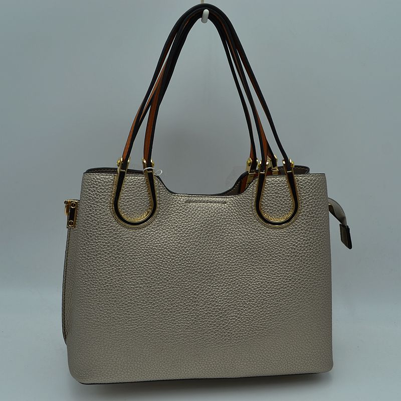 Textured Faux Leather Horseshoe Handle Women's Tote Bag